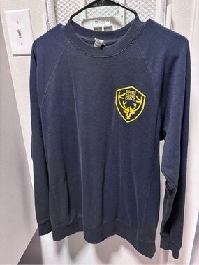 Hanes navy crewneck with yellow crest logo